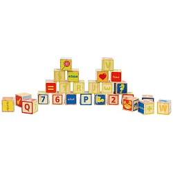 Деревянные кубики ABC с буквами и цифрами (Hape, E0419_HP) - миниатюра